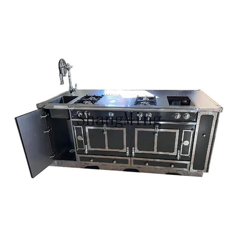 CL modern simple light luxury high-grade stainless steel cabinets, high-end all-steel home improvement stainless steel island
