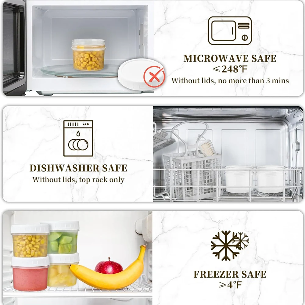 Food Storage Jars with Screw Lids, Stackable Small Plastic Freezer Storage Food Containers for Jam and Puree, Reusable Plastic