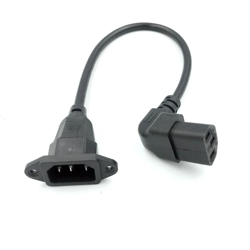 

F68B C14 To Right Angled C13 Power Cord 20cm With Ear Connectors Heavy Duty Coppers Cores Black