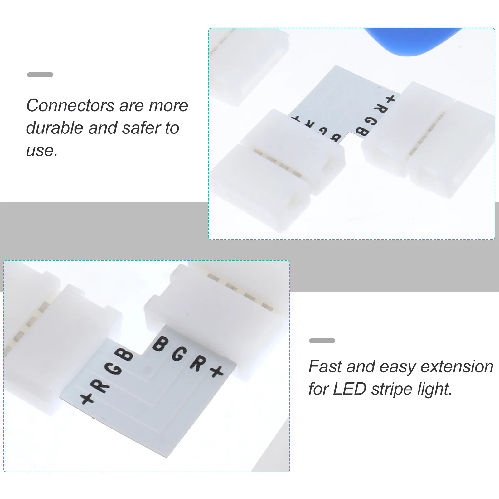 

LED Strip Connectors Kit with 20 Wire Clips Corner Connector for Rgb Light Strip Solder Free Connectors DIY Use