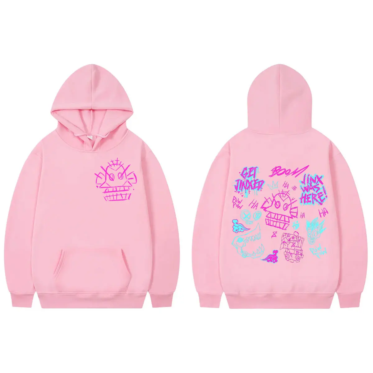 Hot Game Anime Jinx Graffiti Print Hoodie Harajuku Y2k Oversized Clothing Pullovers Men Women Fashion Casual Hooded Sweatshirts