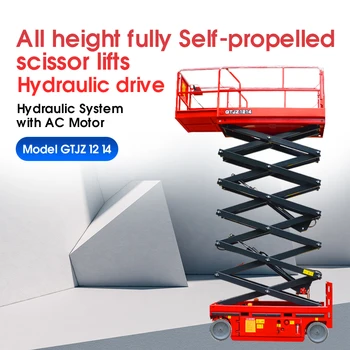 12 m selbstfahrende Scherenhebebühnen, Luftarbeitsbühne, 320 kg, hydraulischer Hubtisch, elektrischer Hubtisch mit automatischem Gehweg