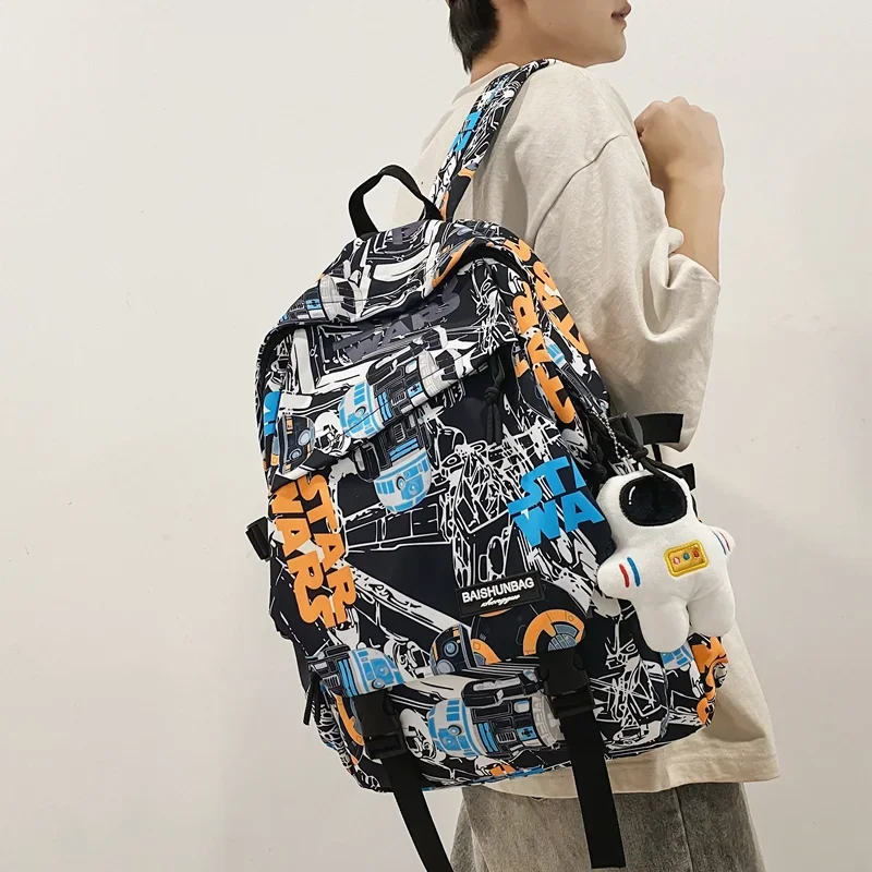 2024 New Graffiti Cartoon Printed School Bag Fashion Casual Backpack Men\'s and Women\'s Laptops Backpack Travel Academy Trend 가방