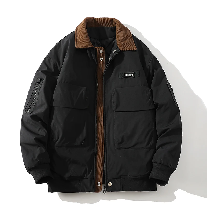 جديد الرجال جواكت شتوية معطف دافئ سميك 2025 رجل الشارع الشهير الهيب هوب قصيرة سترات الكورية الملابس السوداء سترة واقية منتفخة #4