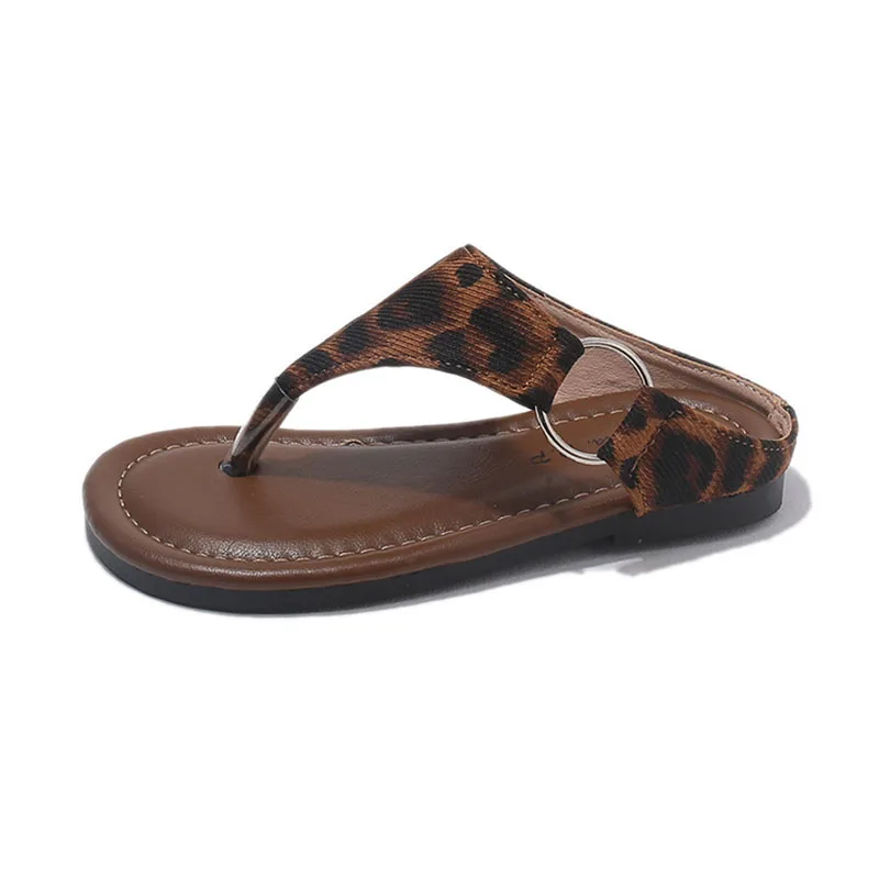

2026 Kids Flip Flops New Summer Children Thong Sandals Girls Trendy Leopard Print Flat kid's Beach Slippers