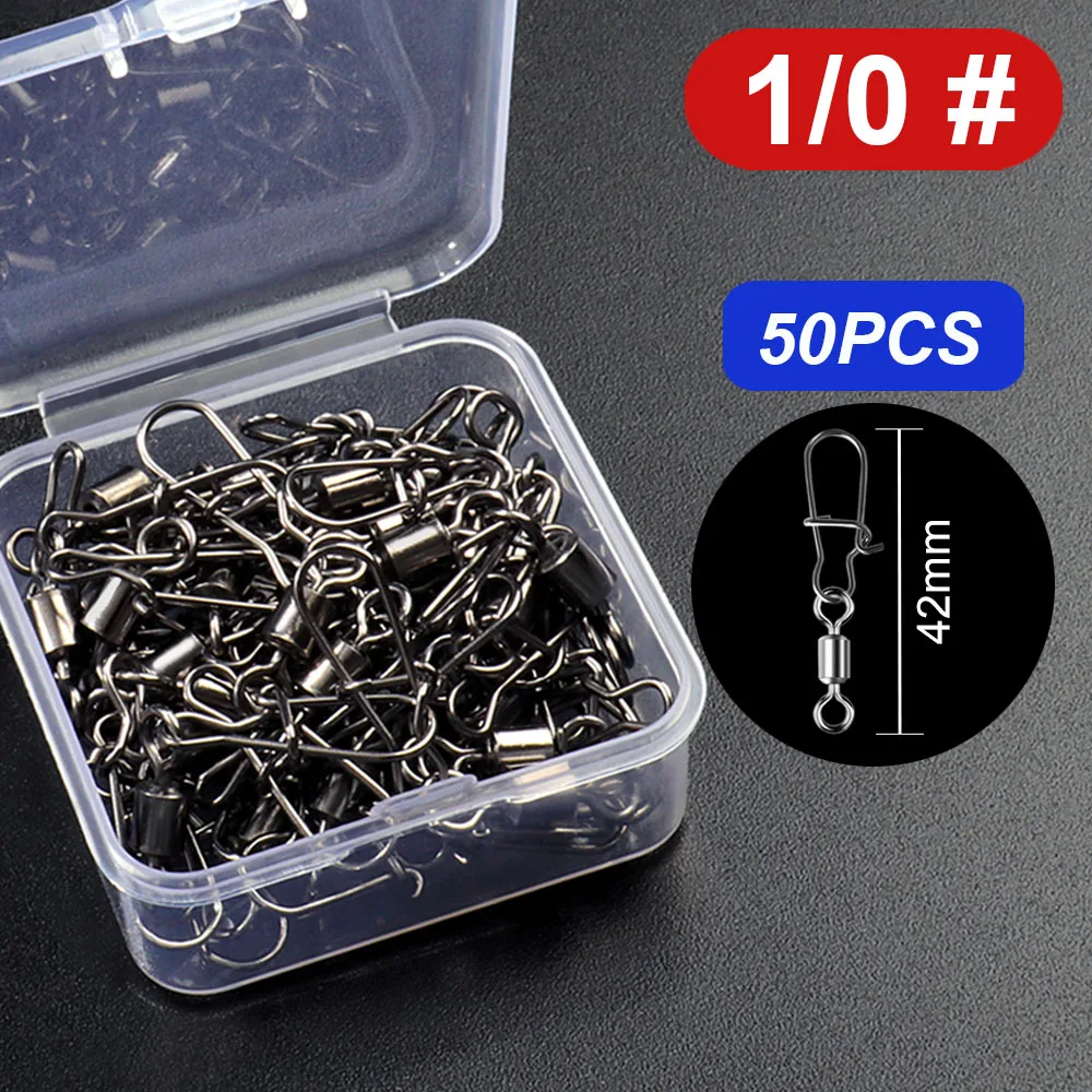 50 teile/schachtel Schwenk Snap Stecker Pin Roll Ring Angelgerät Box Schnalle Haken Locken Kit Draht Drehen Lager Pesca Werkzeug Getriebe