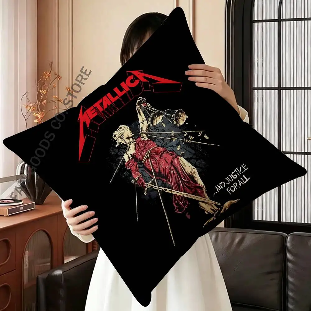 M-Metallica Band Cushion For Bedroom Car Coffee Shop Room and Living Room Sofa Decorative Pillow Cover Case
