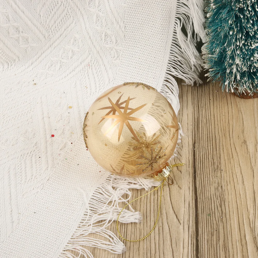 4pcs Glod Christmas Ball Transparent Glass Ornaments Christmas Tree Decoration Navidad Noel New Year Sale Adornos Navidad 2024