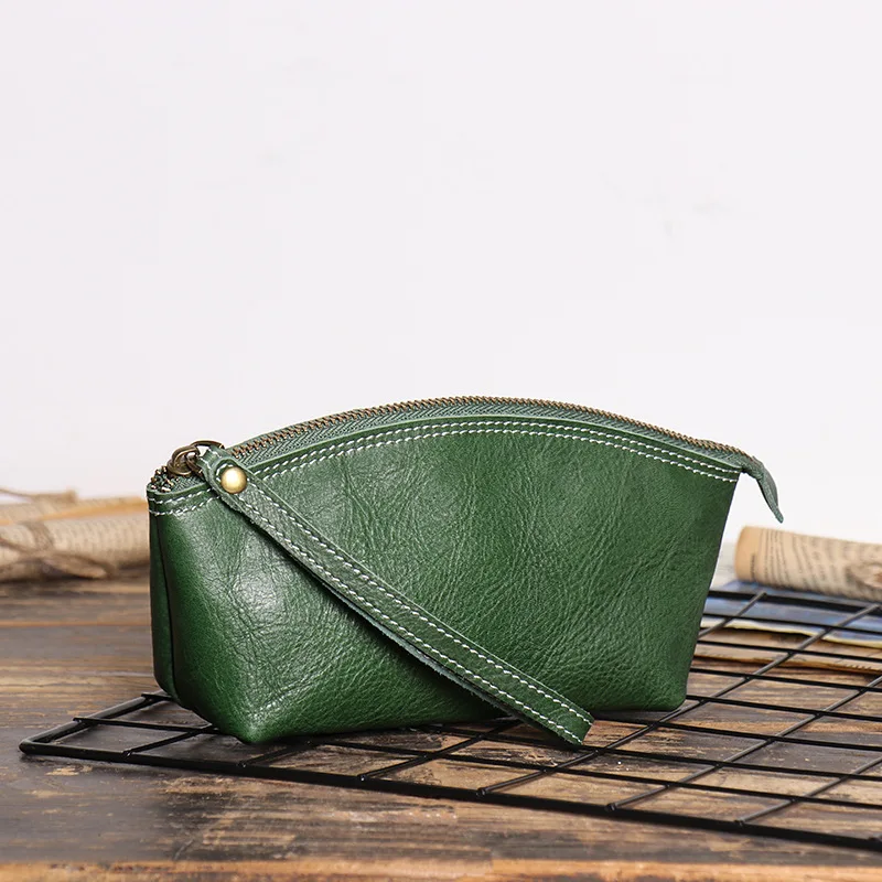 

LJ-1055 Genuine Leather Vegetable Tanned Leather Handbag, Genuine Leather Storage Bag, Multi-color Coin Purse
