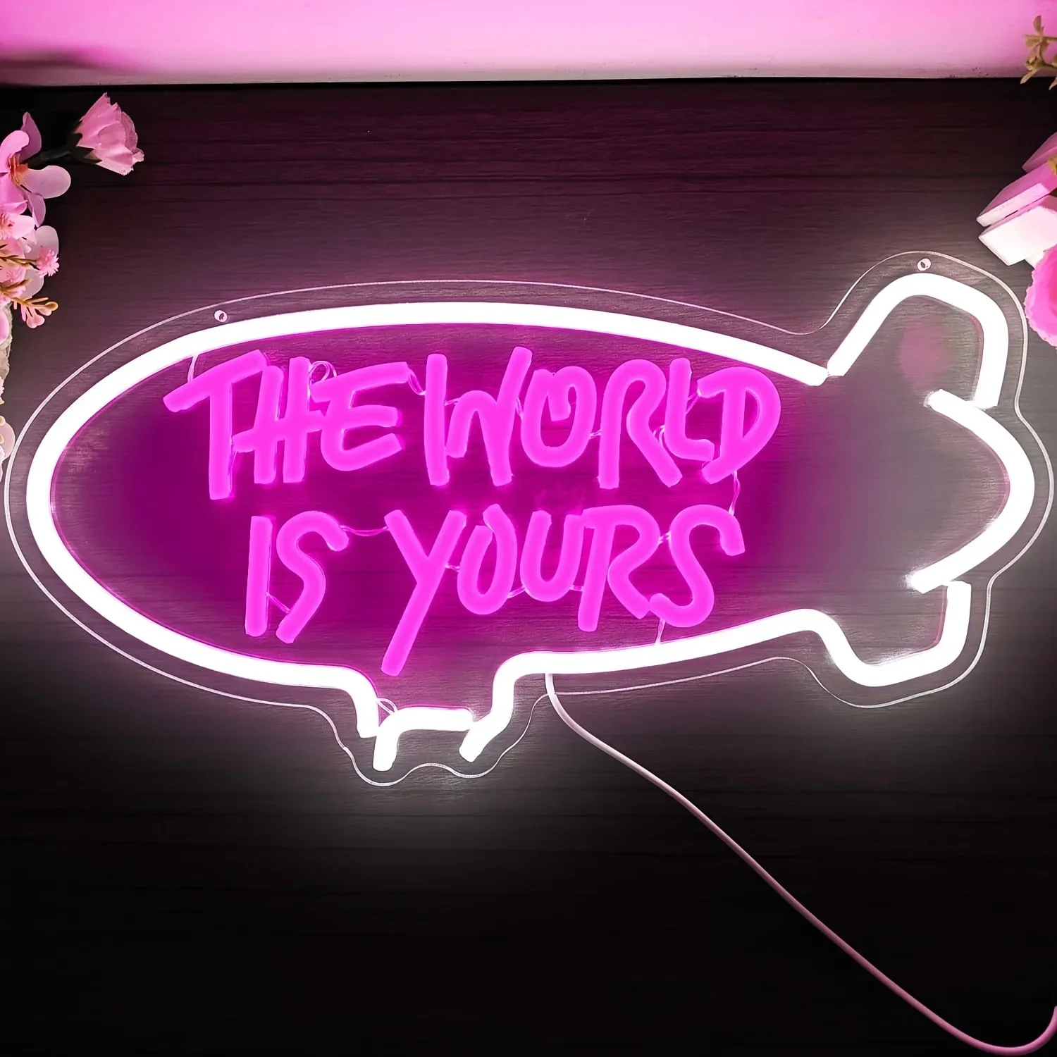 The World is Yours Neon Sign LED Neon Light Sign USB Night Light Home Decor For Living Room Decor Birthday Gift