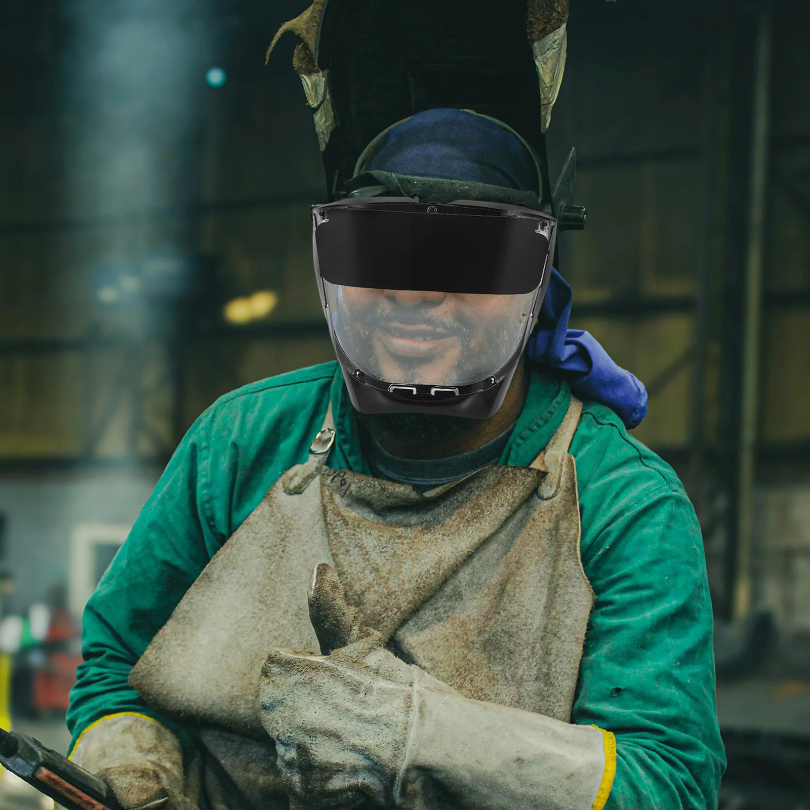 قناع وجه لحام خفيف الوزن، درع أمان كامل، تصميم خطاف الأذن، قناع طحن شفاف مضاد للرش للبناء #3