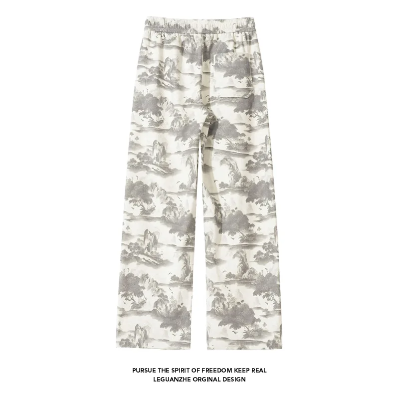 【Mirrordust】25 الشتاء حجم كبير النمط الصيني سروال قصير مبطن بالصوف الدافئة فضفاض مستقيم الساق بنطلون M-5X