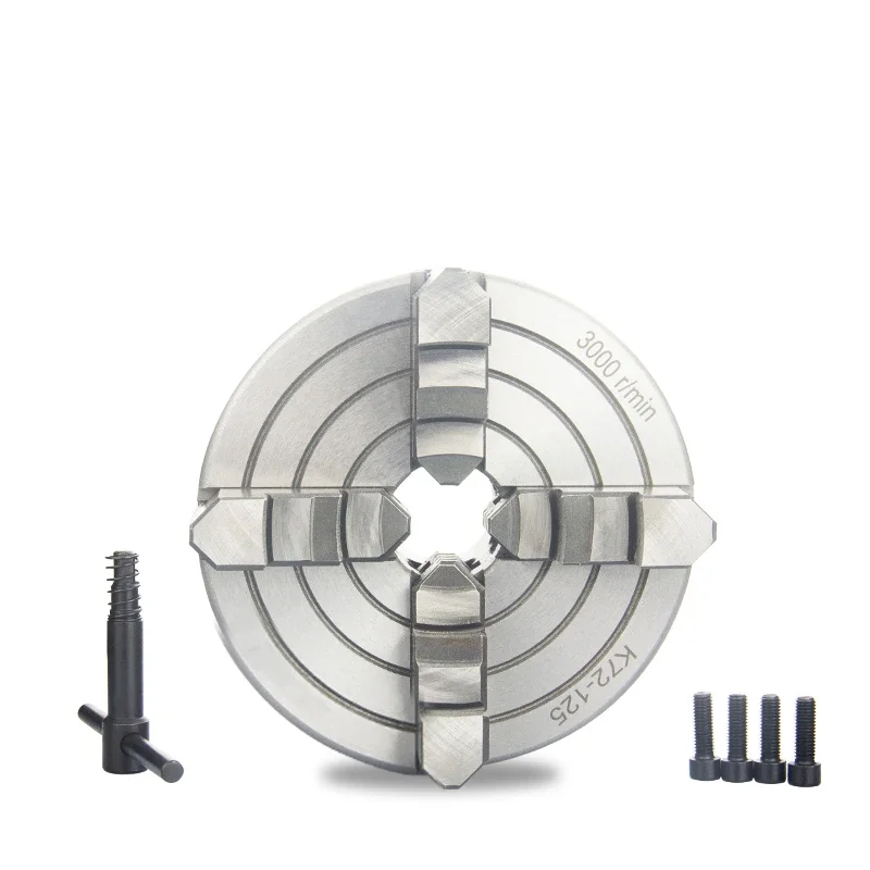 4-Jaw bubut Chuck K72-160/200/250/320/350/400 independen reversibel rahang logam bubut Chuck Turning mesin aksesoris