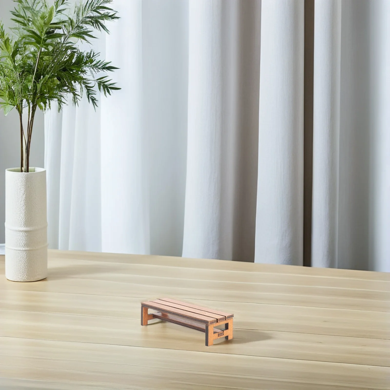 

2pcs Ornament Wooden Bench For Mini Wooden Bench House Furniture Props Bookcase Miniatures House Decor Mini Furniture