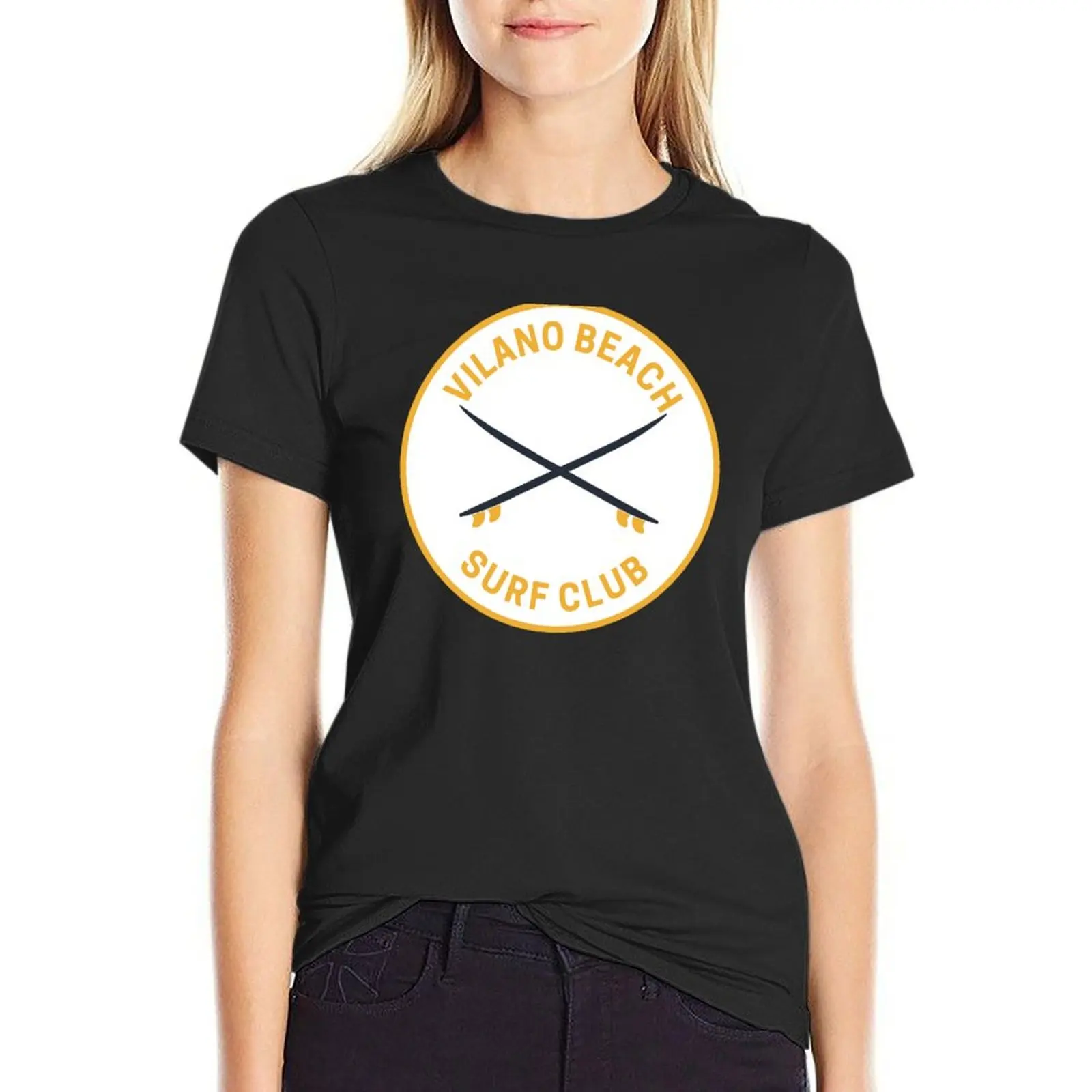 

Vintage Vilano Beach Florida Surf Club T-Shirt summer tops Female clothing Blouse plus size tops Woman T-shirts