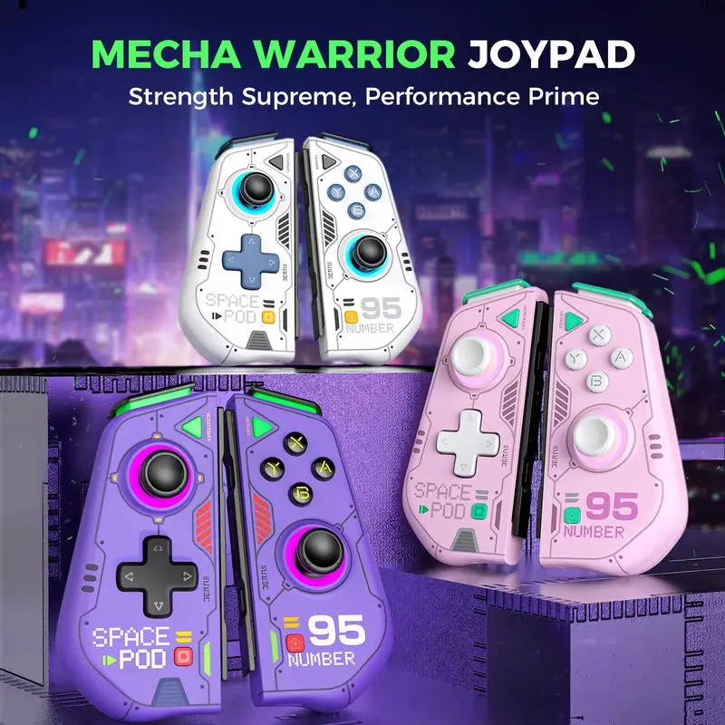 Iine Switch Joycon Gaming Controller Hall Joystick Rgb Light Effect Macro Programming 6-Axis Motion Sensing Mecha Theme Gamepad