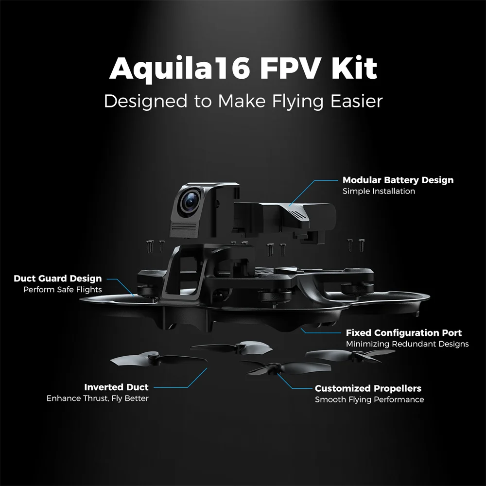 ชุด FPV BETAFPV Aquila16 พร้อม ELRS 2.4G LiteRadio 2 SE VR03 แว่น FPV Aquila 16 VTX 25-350mW มอเตอร์ Brushless 1102 18000KV