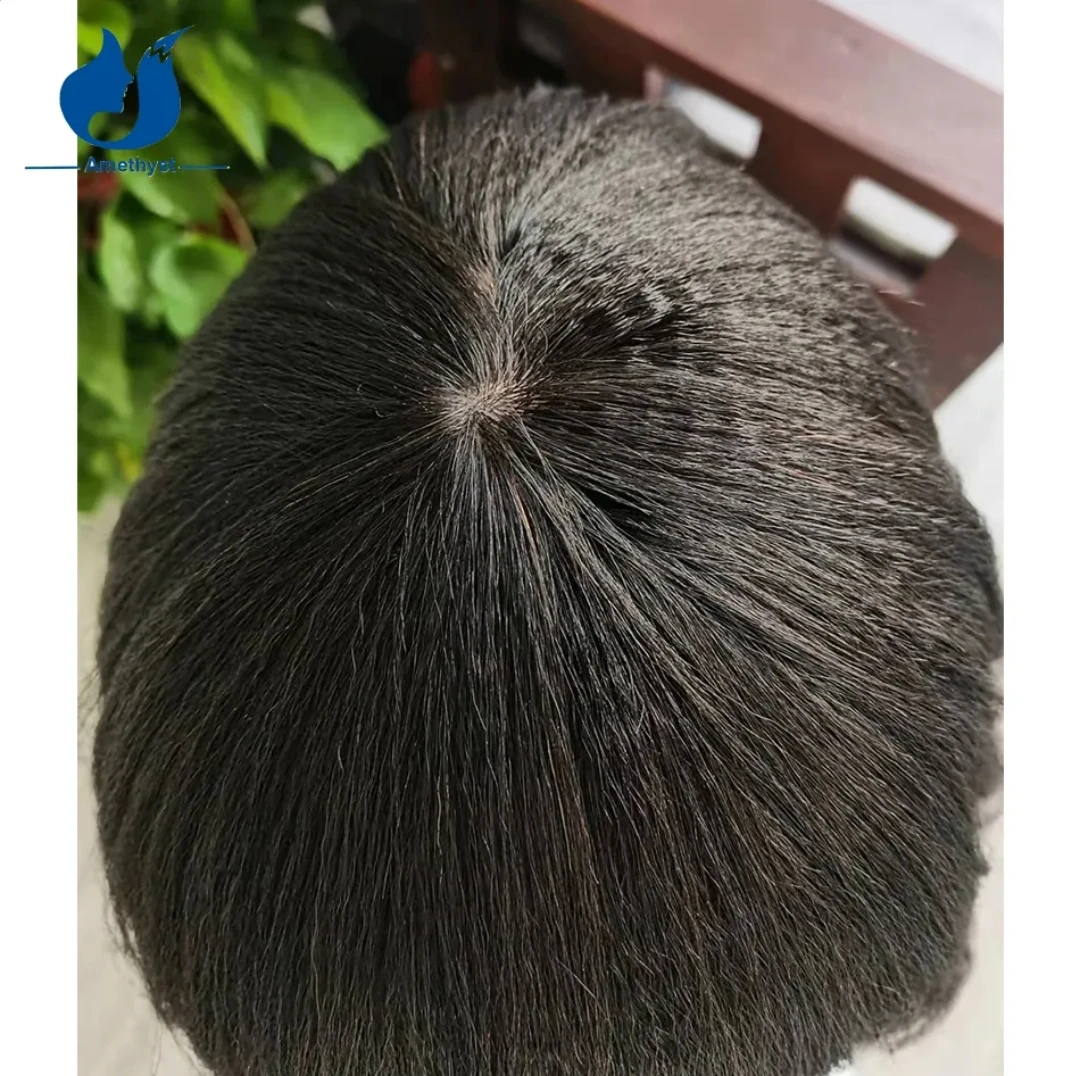 Perucas de cabelo humano com Franja para mulheres, ametista, preto natural, onda Yaki curta, máquina completa, O couro cabeludo, peruca superior,