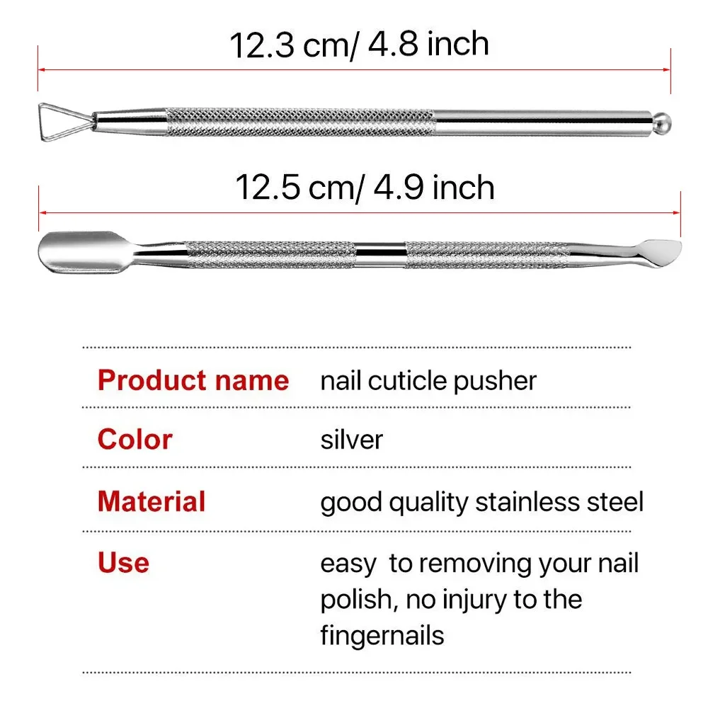 2pcs Stainless Steel Cuticle Peeler Scraper Remove Gel Nail Polish Nail Art Remover Tool