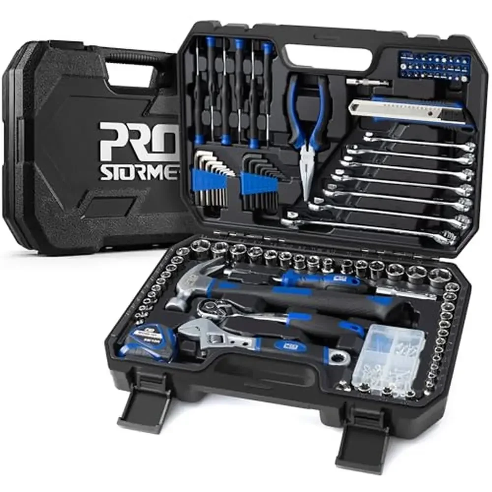 

200-Piece Complete Home and Auto Repair Tool Set with Toolbox Storage Case Maintenance Kit