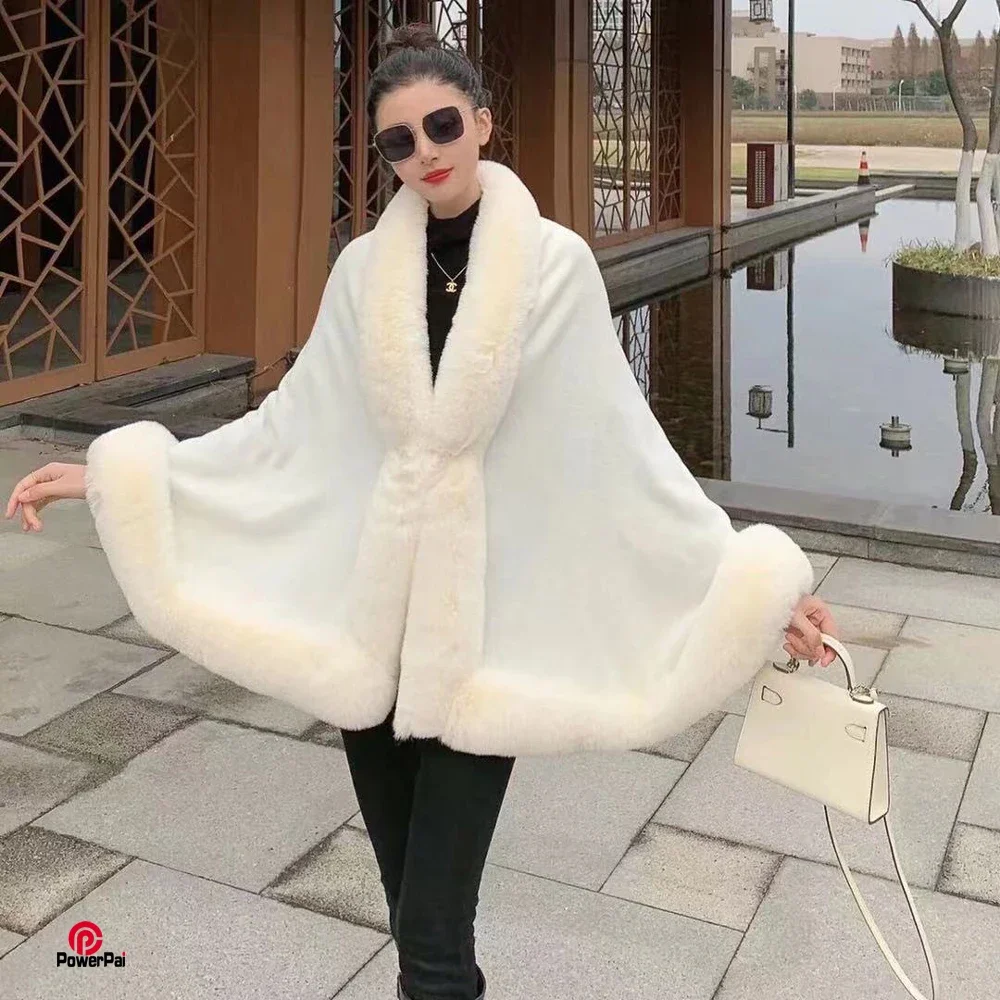 

Soft Faux Rex Rabbit Fur Cape Shawl Coat Knit Poncho Cloak Women Fashion Cardigan Wraps Fall Winter Pashmina 10 Colors X1152