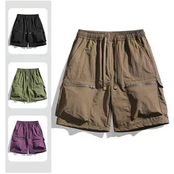 Summer Trendy Men's Shorts Korean Harajuku High Street Sports Shorts Fashionable Men's Clothing Green Sweatpants Short Pants Men