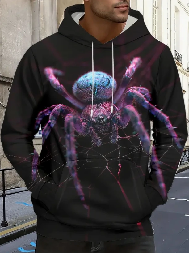 

Men's Plus Size Trendy Hoodie with Realistic Dog Face Print - Oversized Long Sleeve Sweatshirt, Sweater Hoodie,