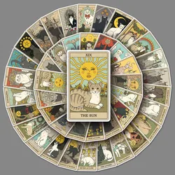 78Pcs Vintage Tarot Cards Cat Stickers Divination Aesthetic Waterproof Doodle Stickers Luggage Guitar Diary Scrapbooking Sticker
