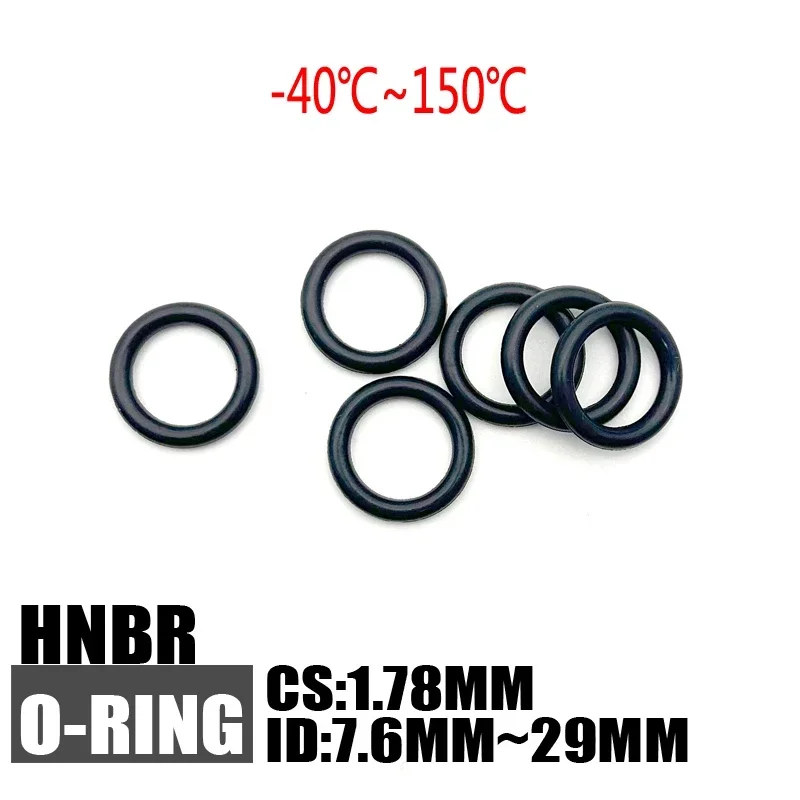 Hydrogenated Nitrile O Ring Gaskets CS 1.78mm ID 7.6~29mm Automobile NBR Rubber Round O Type Corrosion Oil Resistant Seal Washer