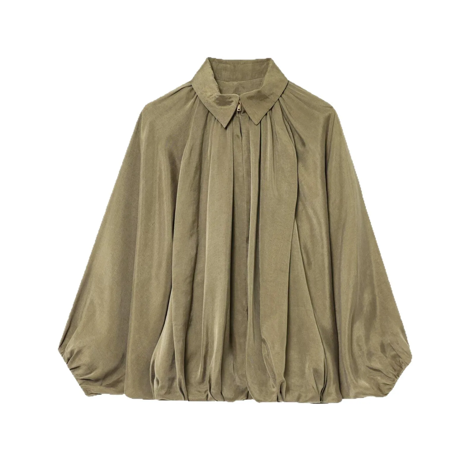 Ruched Bomber Jackets for Women Puffy Oversized Jacket Woman Summer Coats Demi-season Jacket for Women New in Outerwears