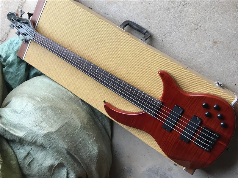 Flyoung 5 Strings Electric Bass Guitar with Neck-thry-Body,Offer Customize