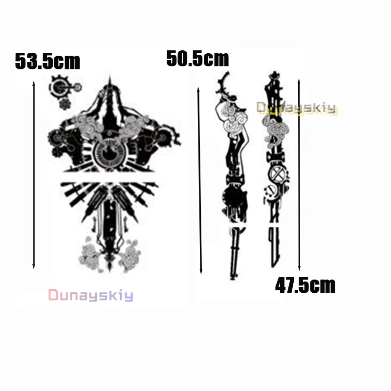 Juego LoL Arcane 2 Vi disfraz de Cosplay tatuaje Dorsal pegatina 47-53CM tatuajes impermeables Arcane VI calcomanías de juego de rol accesorio