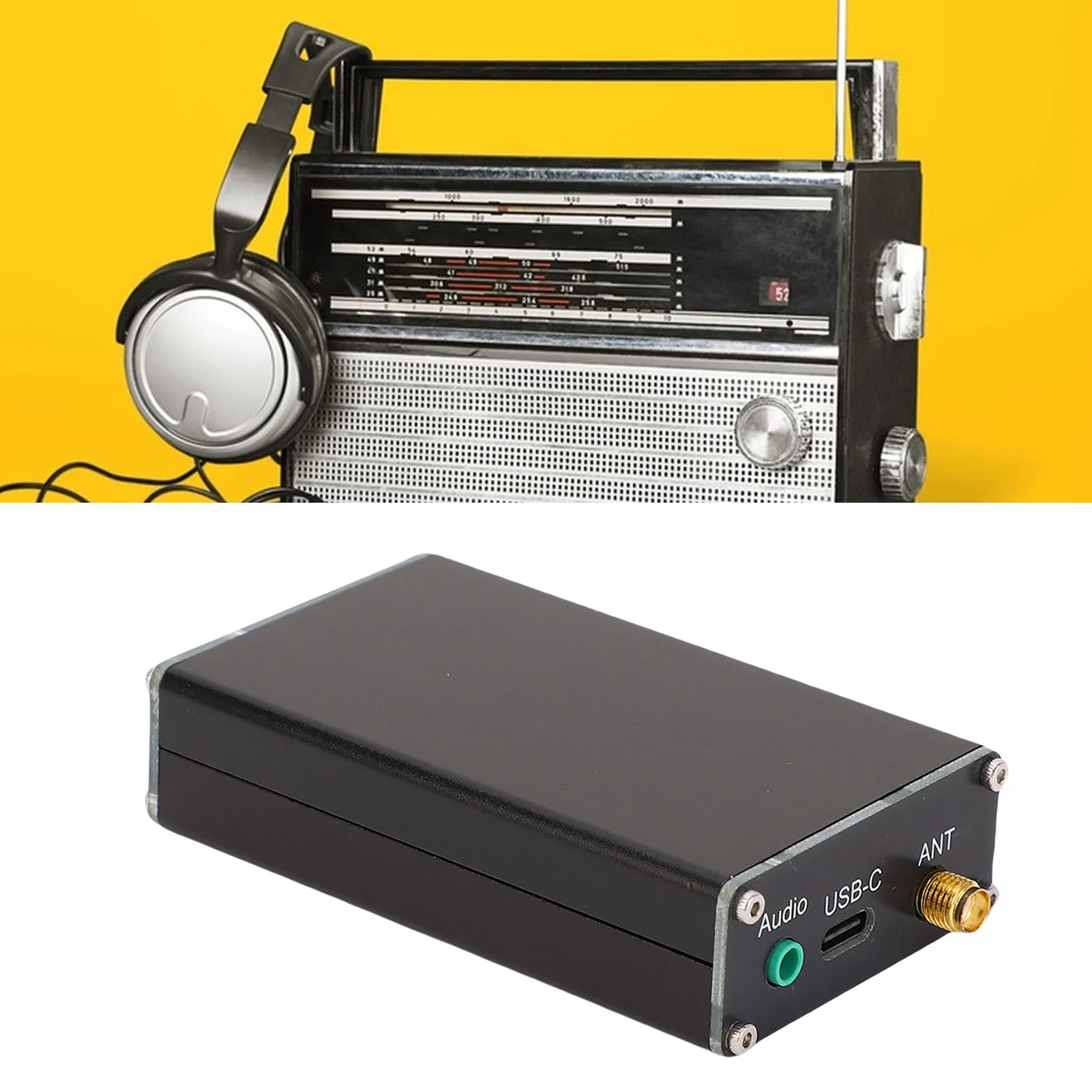 FM Broadcast Station Aluminum Alloy Casing 2KM FM Transmitter USB Type C Interface 76-108MHz with Cable for Audio Signal Device