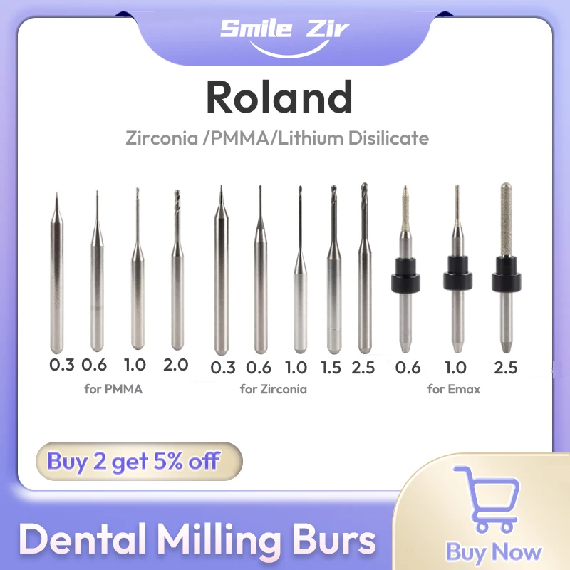 

Roland Dental Milling Burs D4 DC NC Coating CAD CAM System for Zirconia PMMA Lithium Disilicate Dental Lab Milling Cutters