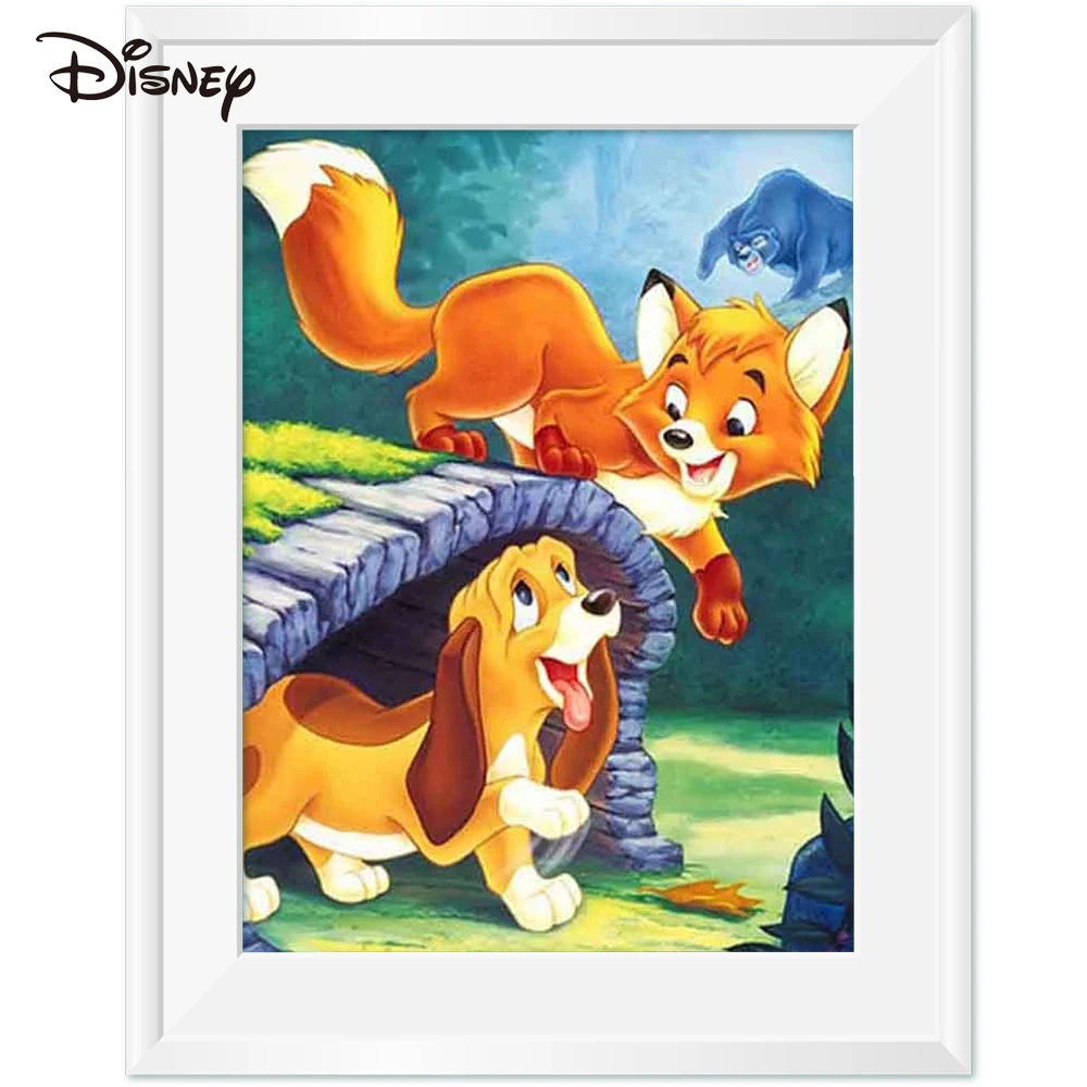 Disney New Arrivals Embroidery Fabric Dog White Canvas Cartoon Cross Stitch Fox Animal 11ct Kits Handmade Gift