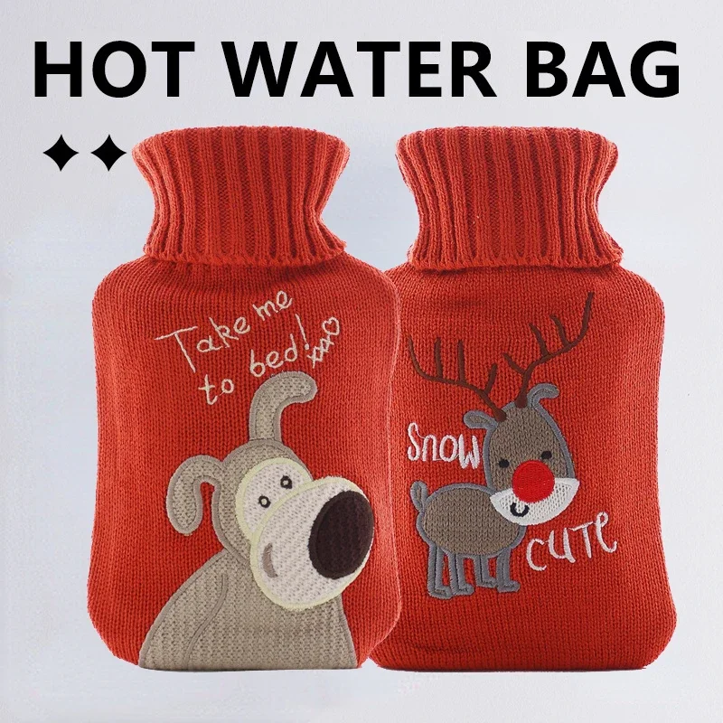 Hot Water Bag Cute Cartoon Kawaii Water Bottle Gel Hand Warmer Bottle Cover 2 Times Hot Pack  Mini Hand Warmer Christmas Gift