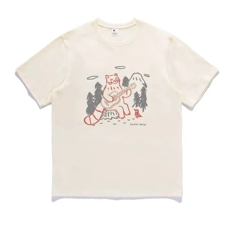 Wiosenny letni męski i damski nadruk z kotem T-shirt z krótkim rękawem t-shirt z czystej bawełny luźny projekt moda na co dzień męski Top