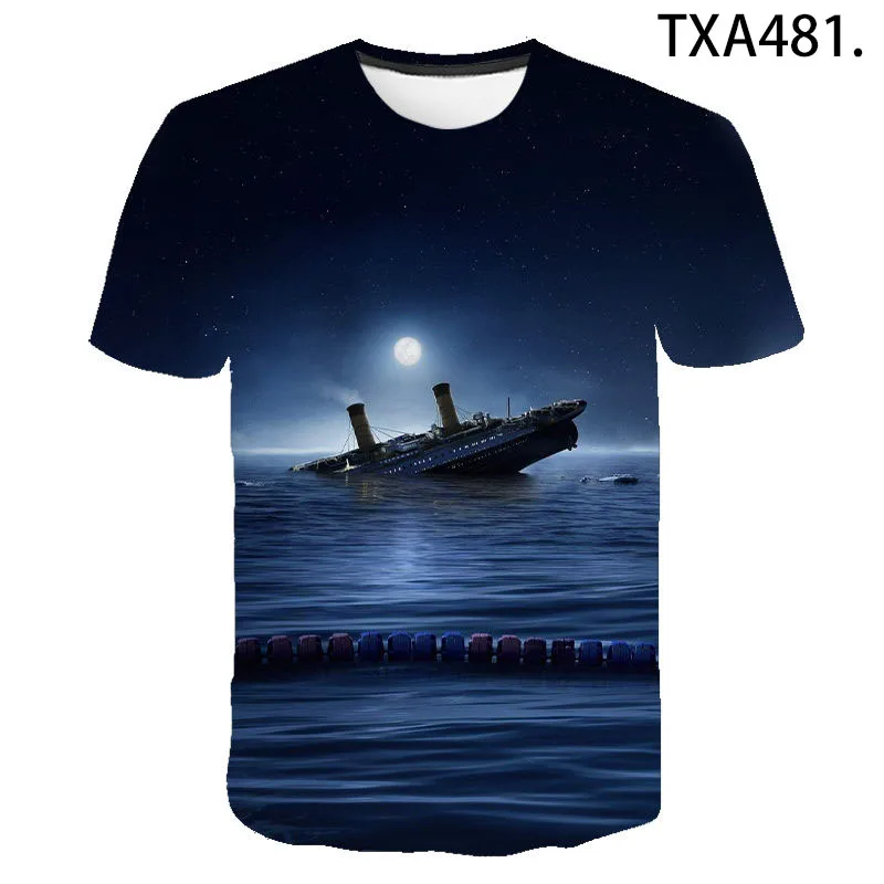 New Summer 2022 3D Printed Tee Cool Top Tee Titanic 3D Tee Casual Men Women Kids Fashion O Neck Short Sleeve Boys Girls Top 6XL