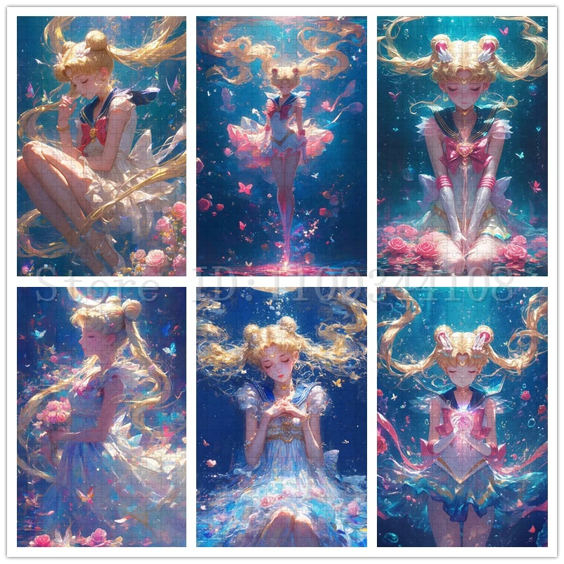 Puzzles Sailor Moon Cartoon Girl, Assemblage de peinture, Jouets pour adultes, Jeux pour enfants, 300 pièces, 500/1000 pièces