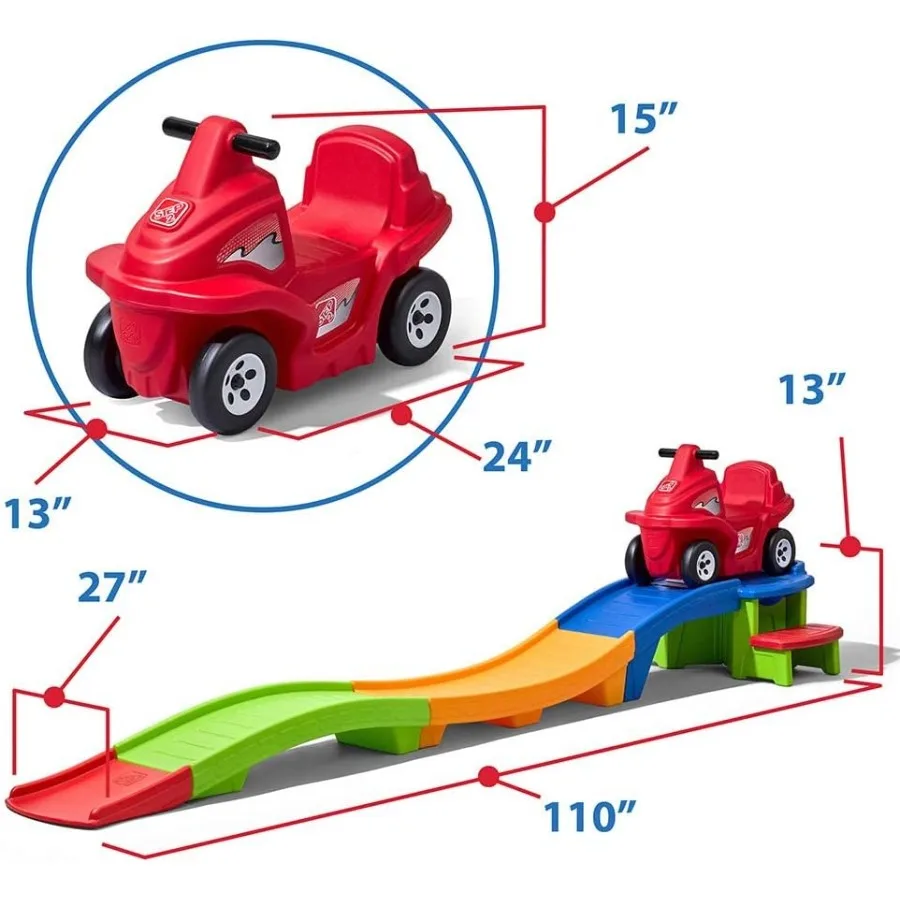Zjeżdżalnia na rolkach dla dzieci, zabawka do jeżdżenia, wózek do pchania, zestaw do zabawy wewnątrz i na zewnątrz, wykonany z wytrzymałego plastiku, maksymalna obciążność 22,7 kg, dla...