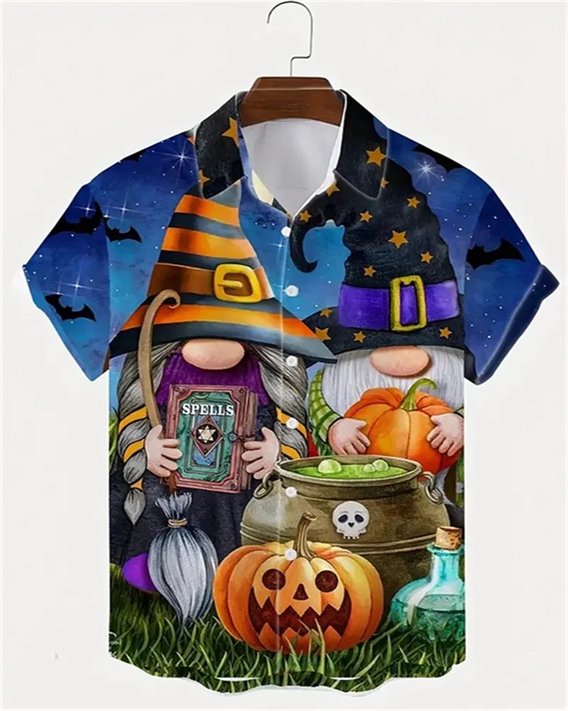 2024 New Halloween Pumpkin Horror Men\'s Long Sleeve Shirt Party Evening Fabric Comfortable Shirt 3D Printing Plus Size XS-6XL