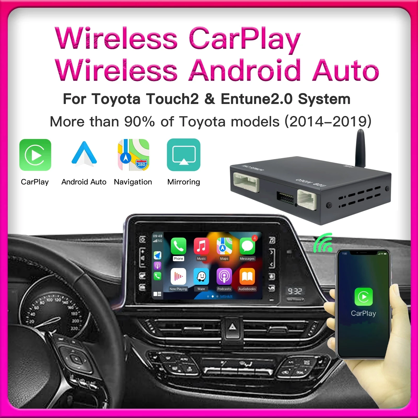 Apple Carplay Android Auto for Toyota Touch2 Entune 2.0 Highlander Tundra Sienna Prius Yaris Camry CHR Module Multimedia