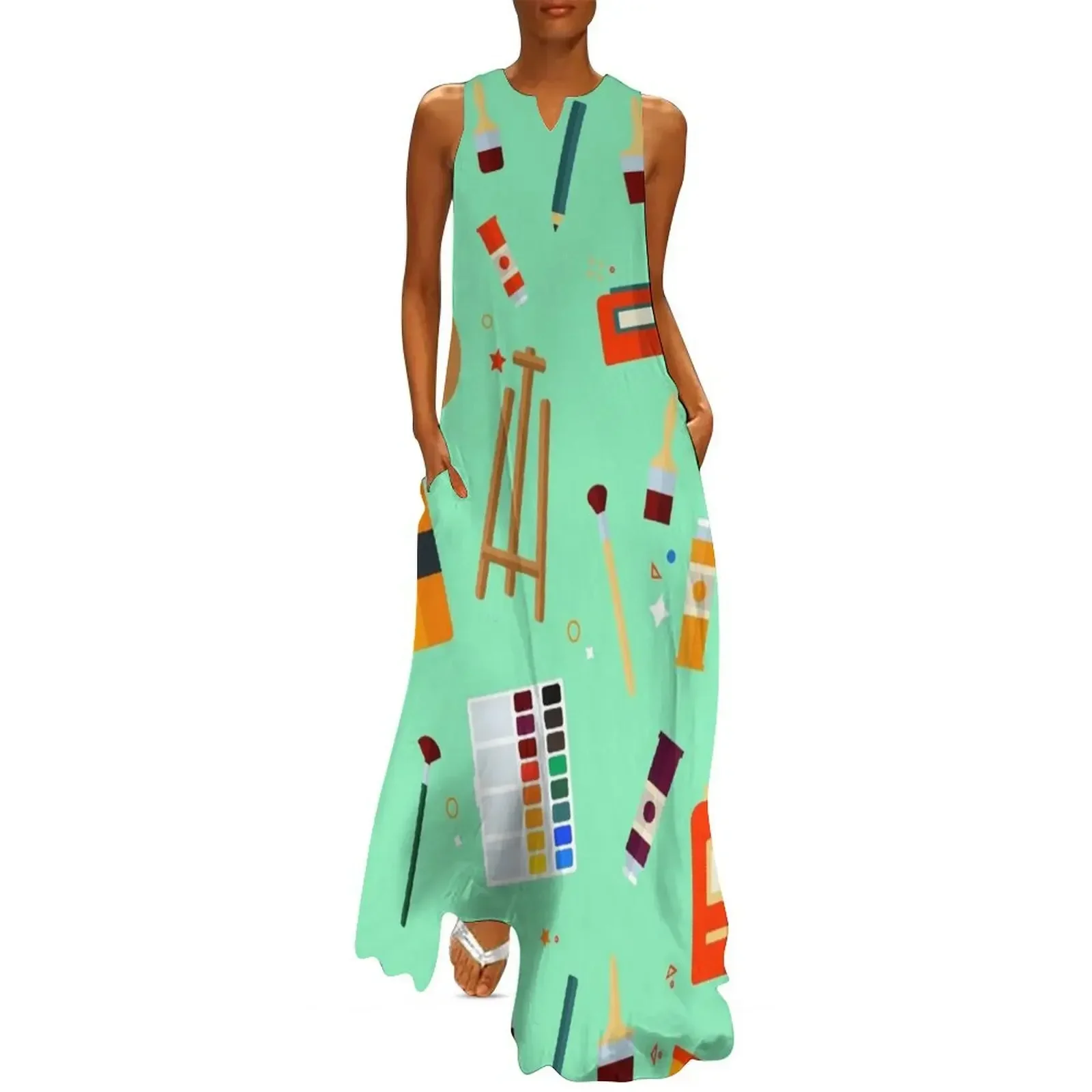 

Tools and Materials for Creativity and Painting Seamless Pattern Long Dress Dresses for wedding party Dress