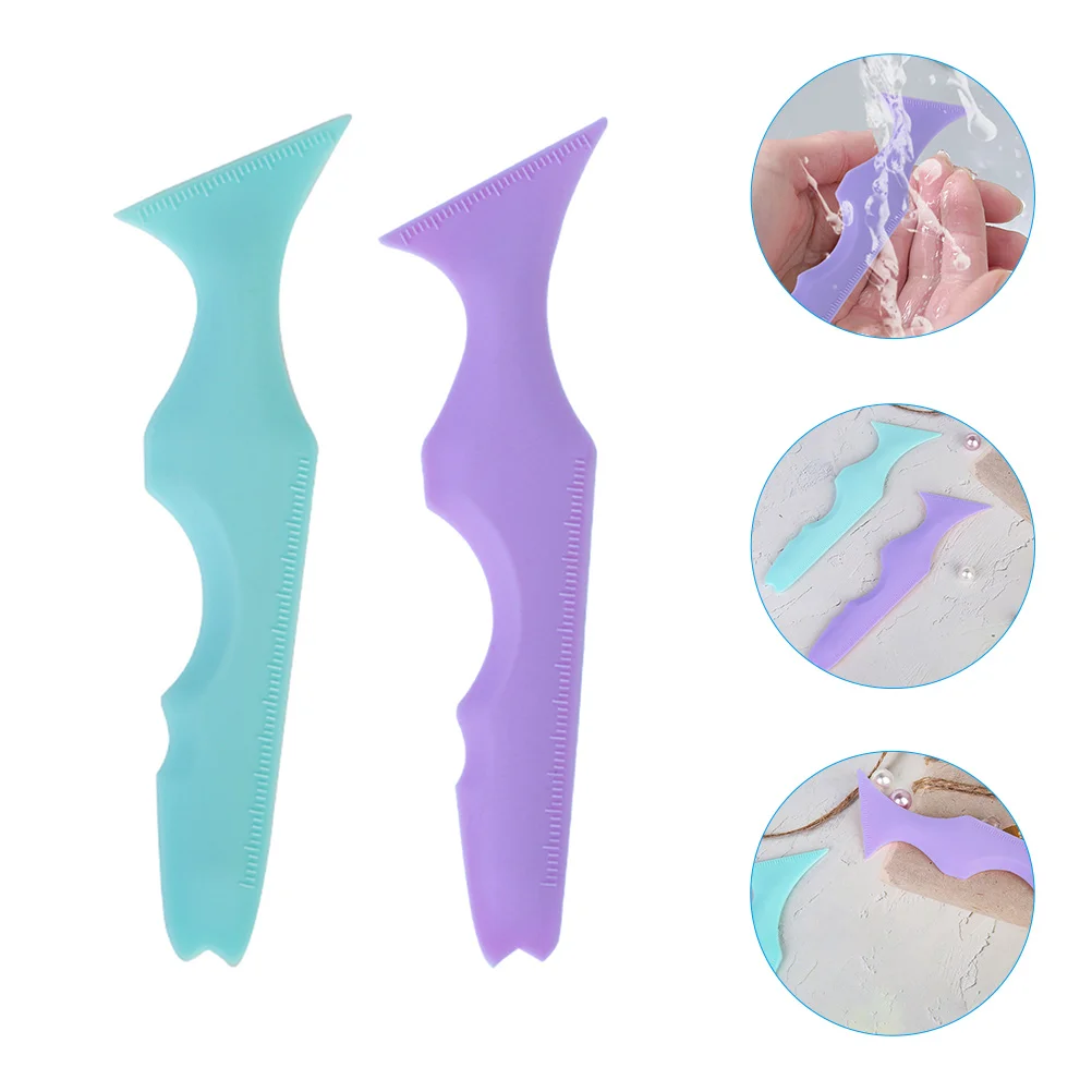 2 Pcs Silicone Beauty Ruler Eyeshadow Guard Shield Angled Eyebrow Stencils Makeup Supplies Eyeliner Pencil Massage