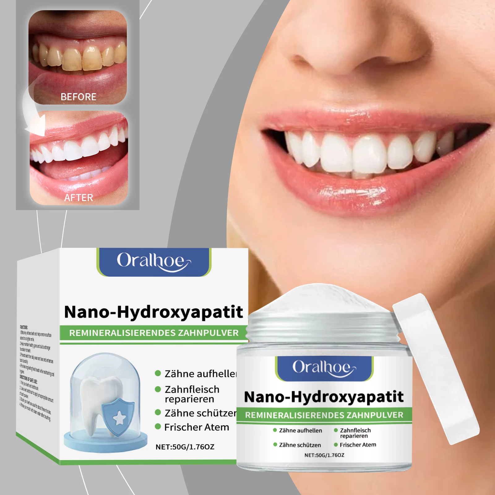 Natural Teeth Brightening Powder Professional Oral Care Stain Removal For Tooth Cleaning Fresh Breath Gentle Dental Care Powder