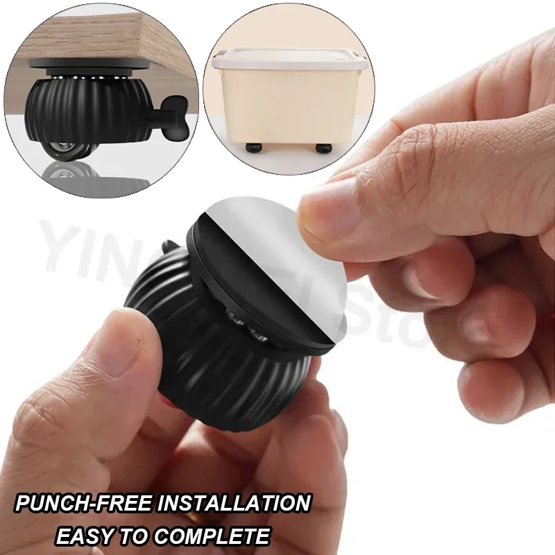 360 ° الأثاث الدوار بكرة صامتة مع الفرامل ذاتية اللصق عجلات دوارة عالمية من الفولاذ المقاوم للصدأ الملحقات المنزلية #2