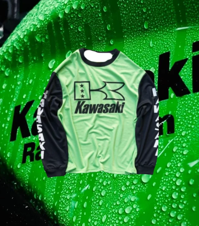 

Мужская футболка Kawasaki Motorcycle Racing Team с длинным рукавом, весенне-осенняя мужская футболка 2025 года, новый спортивный дышащий мужской топ