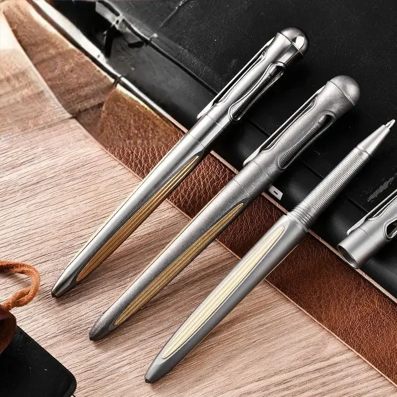 FEGVE Titanium Brass Ballpoint Pen EDC Pocket Signature Writing Pen Business Office