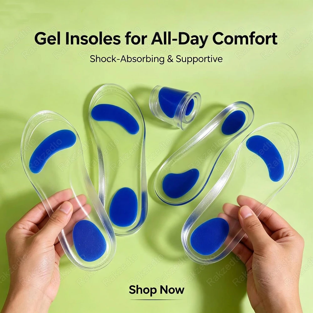 Medical Silicone Insoles for Shoes Man Woman Flat Foot Arch Support Orthopedic Insoles for Plantar Fasciitis Relief Gel Shoe Pad