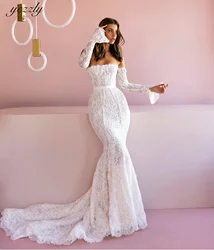 Mermaid Long Sleeve Wedding Dress Lace Vestido De Novia Sirena Corte 2023 Manga Larga For Woman  Casamento Boda Abito Da Sposa